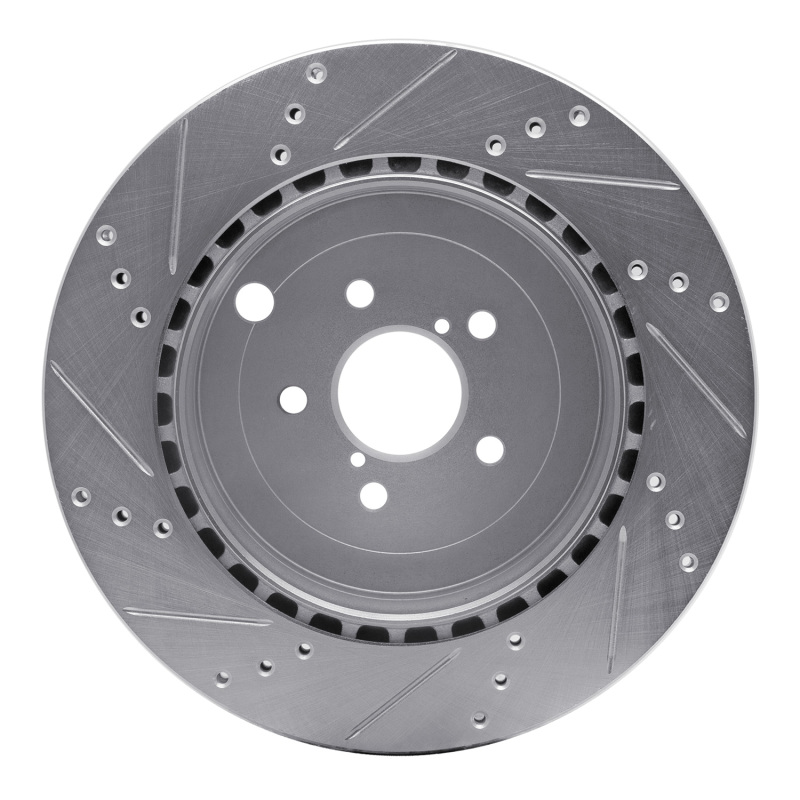 Subaru BRZ Brake Rotor (1) - Rear Right - R1 Concepts - Drilled & Slotted - Silver - `17-`25